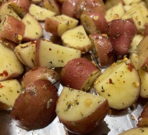 Sliced potatoes