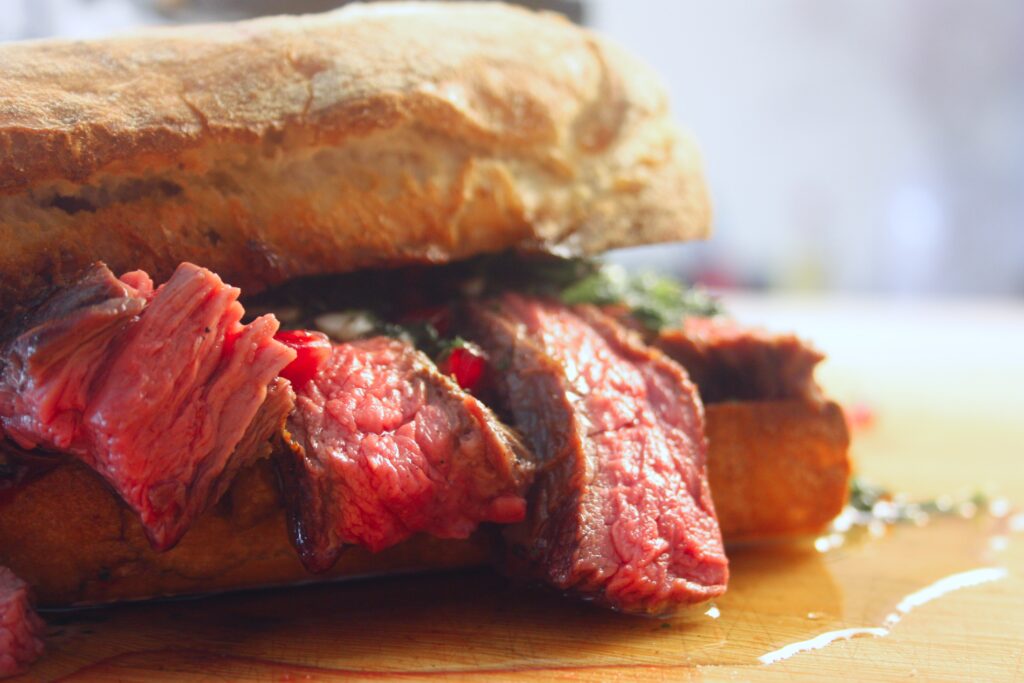 Steak sandwich from bavette